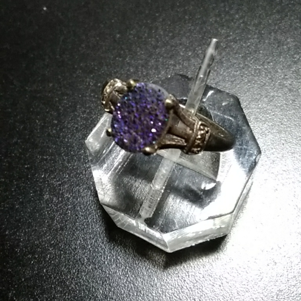 Druzy Quartz and Diamond Ring - Picture 4 of 4